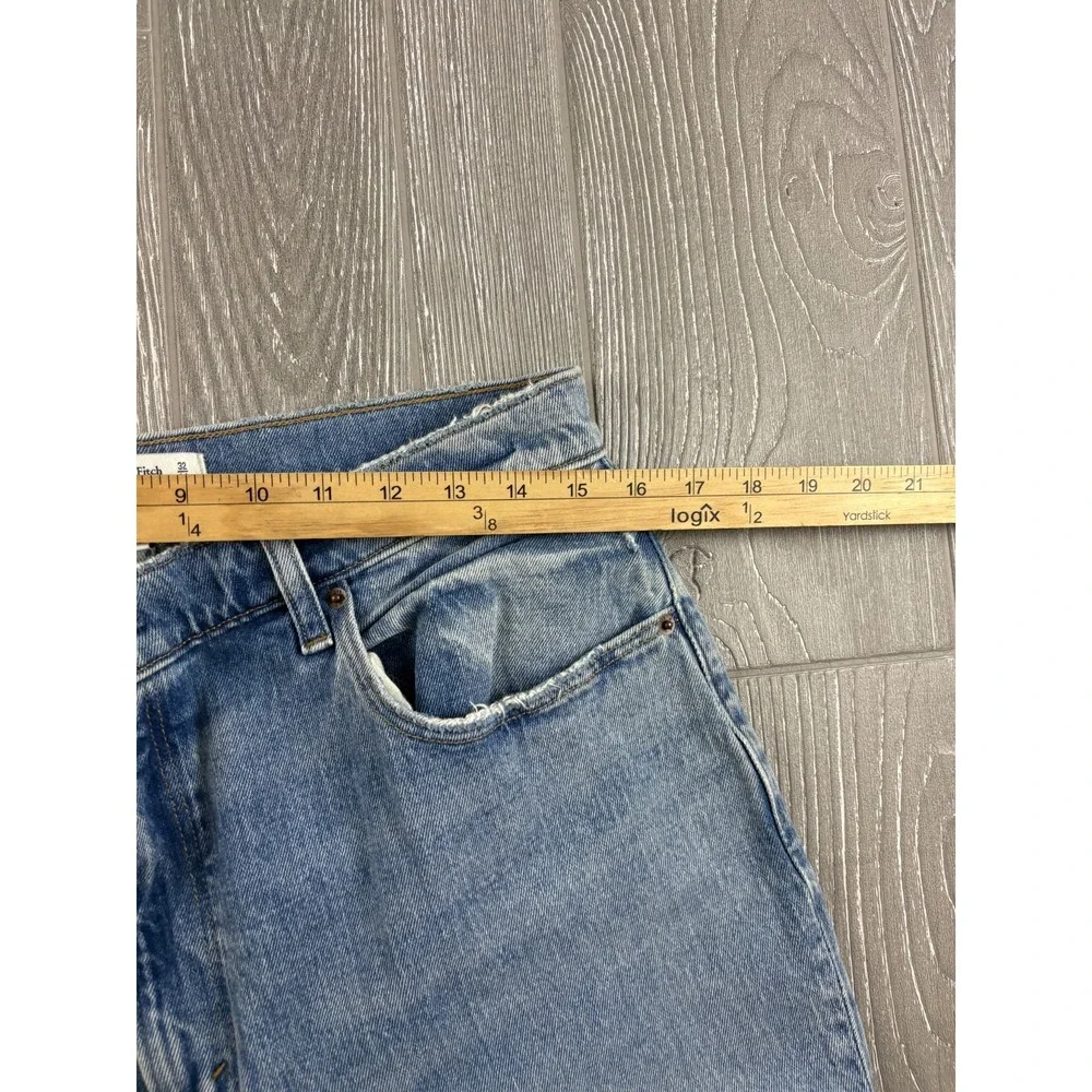 Abercrombie & Fitch 90s Straight Jeans 32/14 Side Slit Light Wash Blue Womens